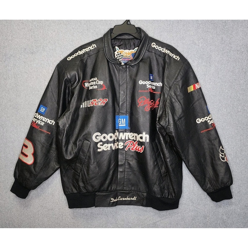 Vintage Nascar Jacket Leather Dale Earnhardt Jeff Hamilton Mens XXL Patches 90s